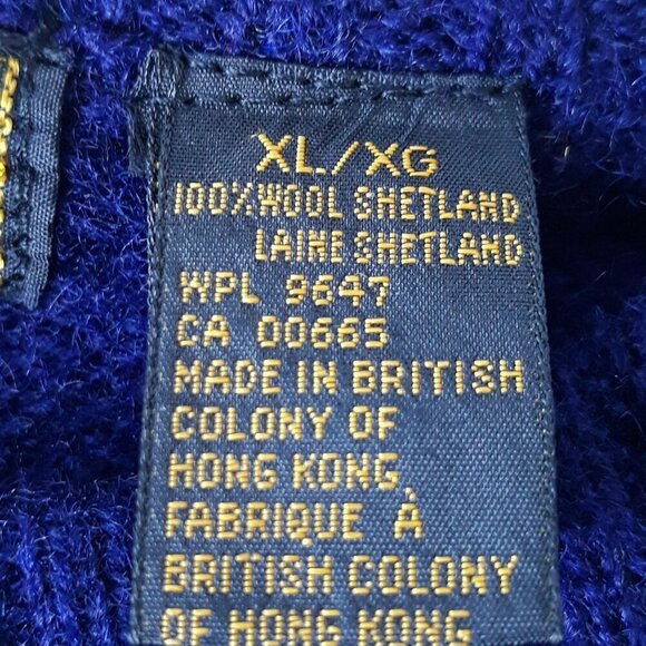 Eddie Bauer Men's Blue Shetland Wool Sweater XL Grandpacore Fisherman - Picture 4 of 5